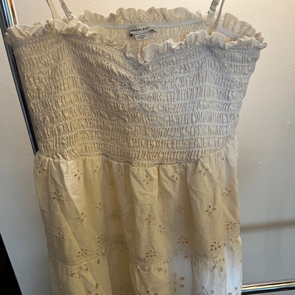 Short embroidered ivory American Eagle dress